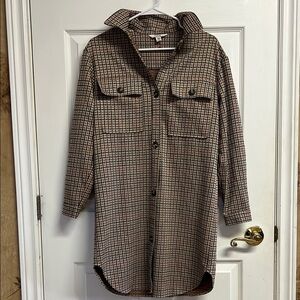 C By One Plaid Longline Shirt Jacket